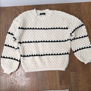 Cream and Black Striped Sweater
